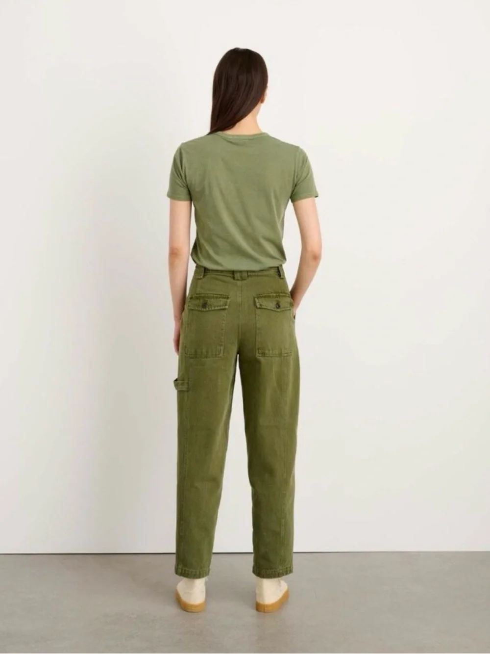 Alex Mill Pheobe Utility Cotton Cargo Pants Army Olive Green, size 30 - Picture 2 of 14